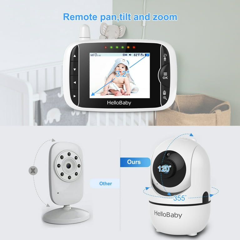  HelloBaby Monitor de bebé HB65 con 1 cámara+1 cámara adicional  : Bebés