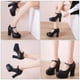 thumbnail image 4 of 1 pareja cabeza redonda boca baja tacones altos elegante hembra zapatos de tacón alto (negro), 4 of 6
