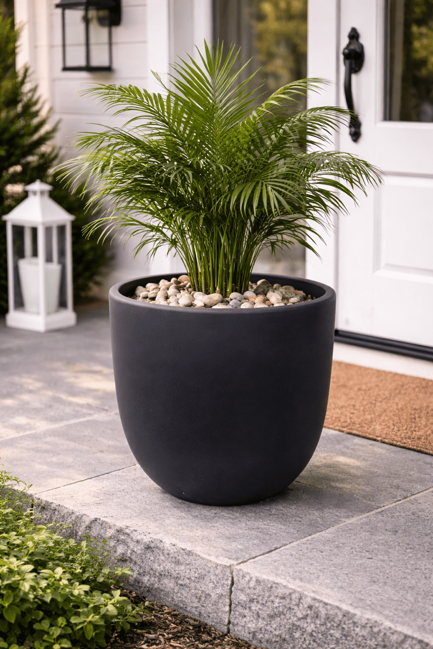 Magic garden Mosswood Resin Planter Matte Black Finish 18 Inch