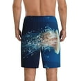 thumbnail image 2 of Balery White Jellyfish Dansing in the Ocean Men's Cotton Knit Pajama Shorts Waistband & Pockets,Short Pajama Pants-Small, 2 of 8