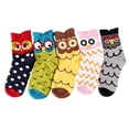 thumbnail image 2 of Chaussettes de Mode Animal Confortables Colorées Paires pour Femmes Style Hibou 5 Chaussettes Mignonnes de Mode, 2 of 9