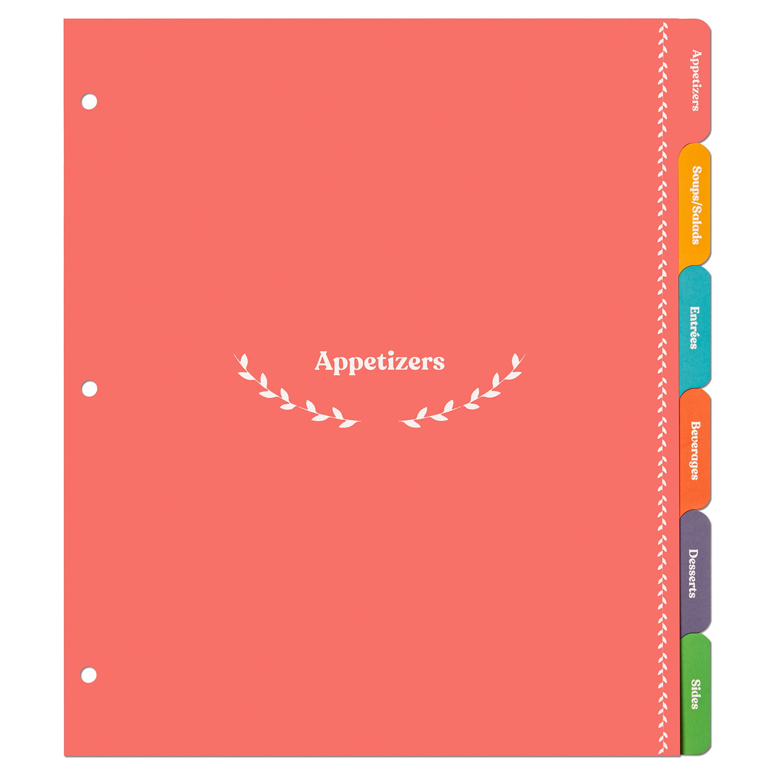 Jot & Mark Recipe Binder Dividers with Printed Tabs Six Organizer