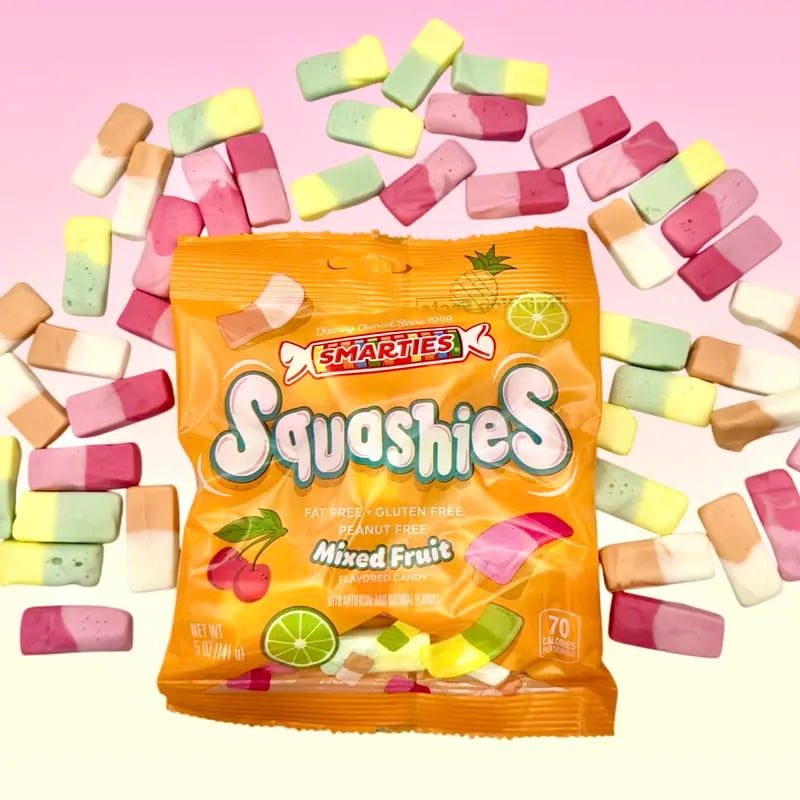 Smarties Squashies Mixed Fruit Foam Marshmallows Gluten Free Peanut Free Gummy Candy 12 Count