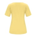 thumbnail image 5 of SOFTCCLO Womens T-shirts Short Sleeve V-neck Tees Solid Color Loose Fit Casual Summer Daily Wear Basic Tops Yellow XXL, 5 of 5