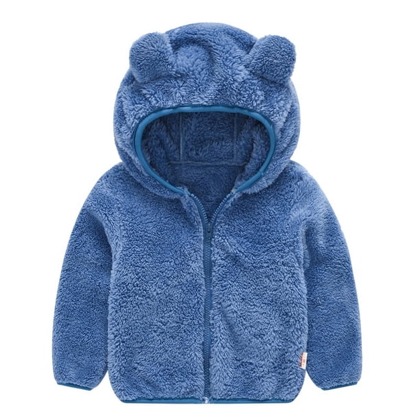 Abrigo con orejas para bebé, otoño e invierno, suéter de lana de color sólido simple para niños y niñas, abrigo con capucha
