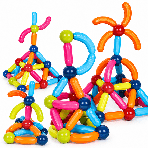 Magnetic Sticks Building Set for Kids, 84-Piece STEM Toy, Ages 3