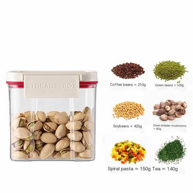 HLONK Vacuumable Sealed Food Containers Transparent Sealed Grain Containers with LIDS Plastic Sealed Kitchen Containers Dried Food Flour Sugar Rice Vacuum Containers Food Storage Extra&nb