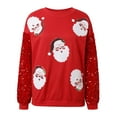 thumbnail image 5 of Fshinging Essentials Women's Hoodie Sweatshirt Christmas Sequin Santa Claus Print Patchwork Long Sleeve Sweater Fall Winter Clothes, 5 of 9