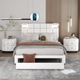 thumbnail image 2 of 3-Pieces Bedroom Sets, Queen Size PU Platform Bed with Two Wireless Chargers, Two Motion Activated Night Lights and Two Nightstands, No Box Spring Required, 83.9"L×63.8"W×47.2"H, White, 2 of 7