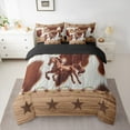 thumbnail image 2 of Homewish Galloping Horse 7 Pieces Bedding Comforter Set For Teens Boys Girls,Animal Cow Print Full Bedding Set Lightweight,Western Farmhouse Texas Stars Fitted Sheet Flat Sheet,Breathable Home Decor, 2 of 8