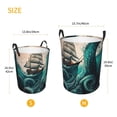 thumbnail image 3 of Cool Octopus Monster Sail Boat Waves Foldable Laundry Hamper with Handle Storage Basket for Clothes Toys & Organizing, 3 of 6