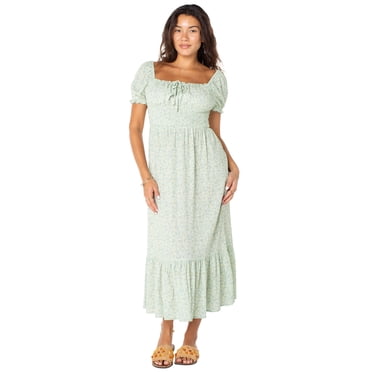 Celebrity Pink Women's and Women's Plus Puff Sleeve Smocked Midi Dress, Sizes XS-XXXL