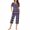 Purple, variant on WIZUTIZ Pajamas for Women Christmas Pj Set Women's Lattice Print Pajamas Short Sleeve Round Neck T-shirt and Capri Pants Sets Homewear With Pockets
