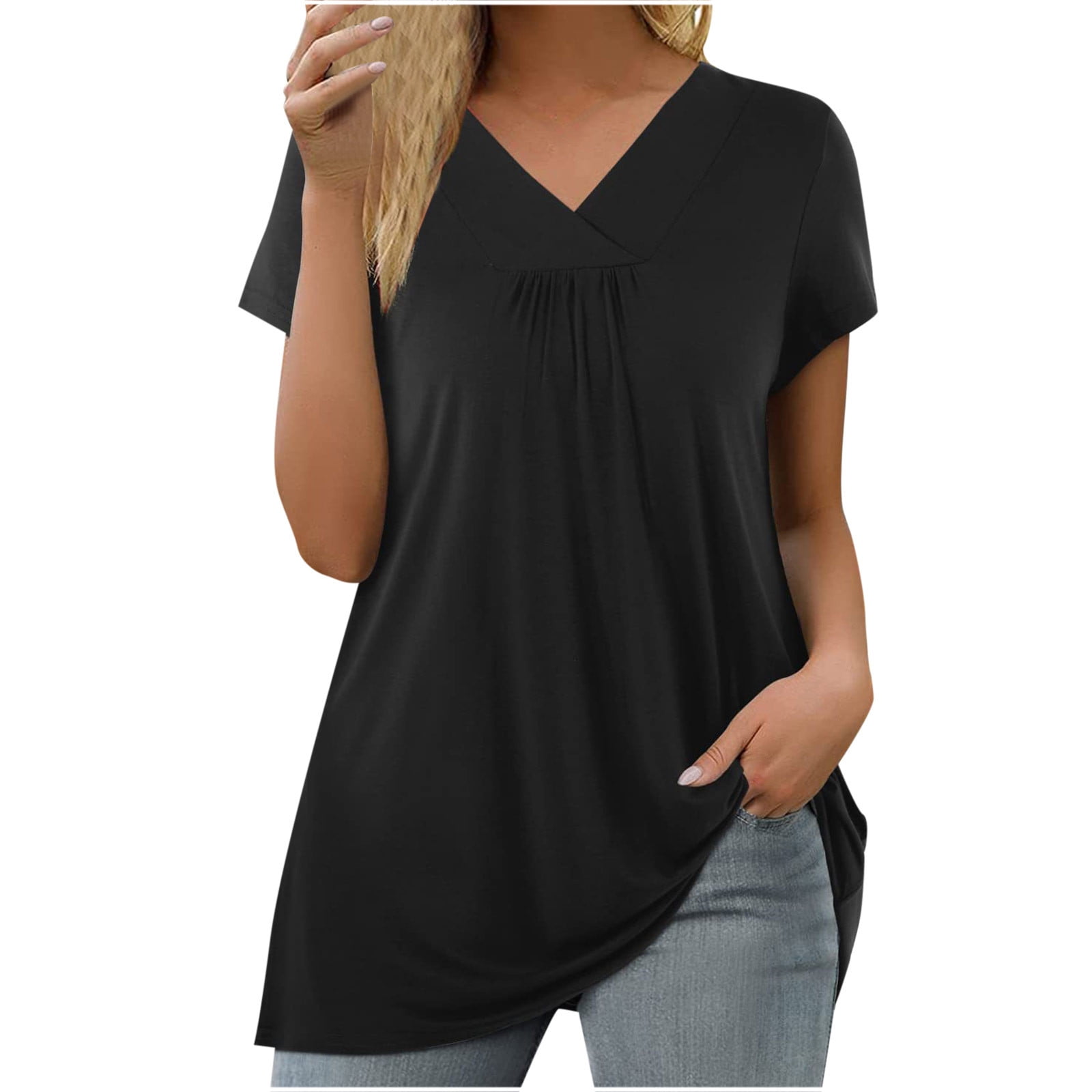 Black t shirt blouse discount