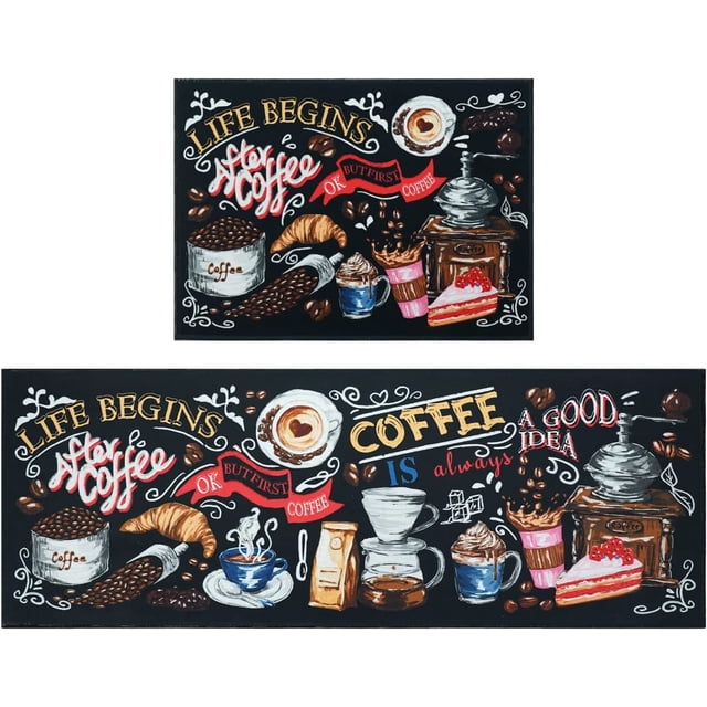 Sunflower Kitchen Rugs and Mats Set of 2 Pieces Washable Non-Slip Backing Anti Fatigue Kitchen Mat Microfiber Kitchen Runner Rugs for Home Kitchen 17"x47.2"+17"x23.6"