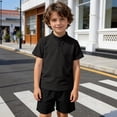thumbnail image 2 of REDARER Boys Waffle Knit Stand Collar Short Sleeve Henley Shirt Comfortable Casual Sport Top for Kids,6-7 Years, 2 of 7