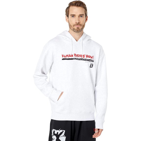 Reebok Men's Training Essentials Graphic Sweatshirt Human Rights Now White Large