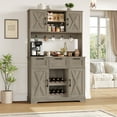 thumbnail image 3 of Homfa 72'' Kitchen Pantry Buffet Hutch, 4 Doors 3 Drawers Cupboard with Countertop & Adjustable Shelves, Farmhouse Storage Cabinet for Dining Room,Gray, 3 of 7