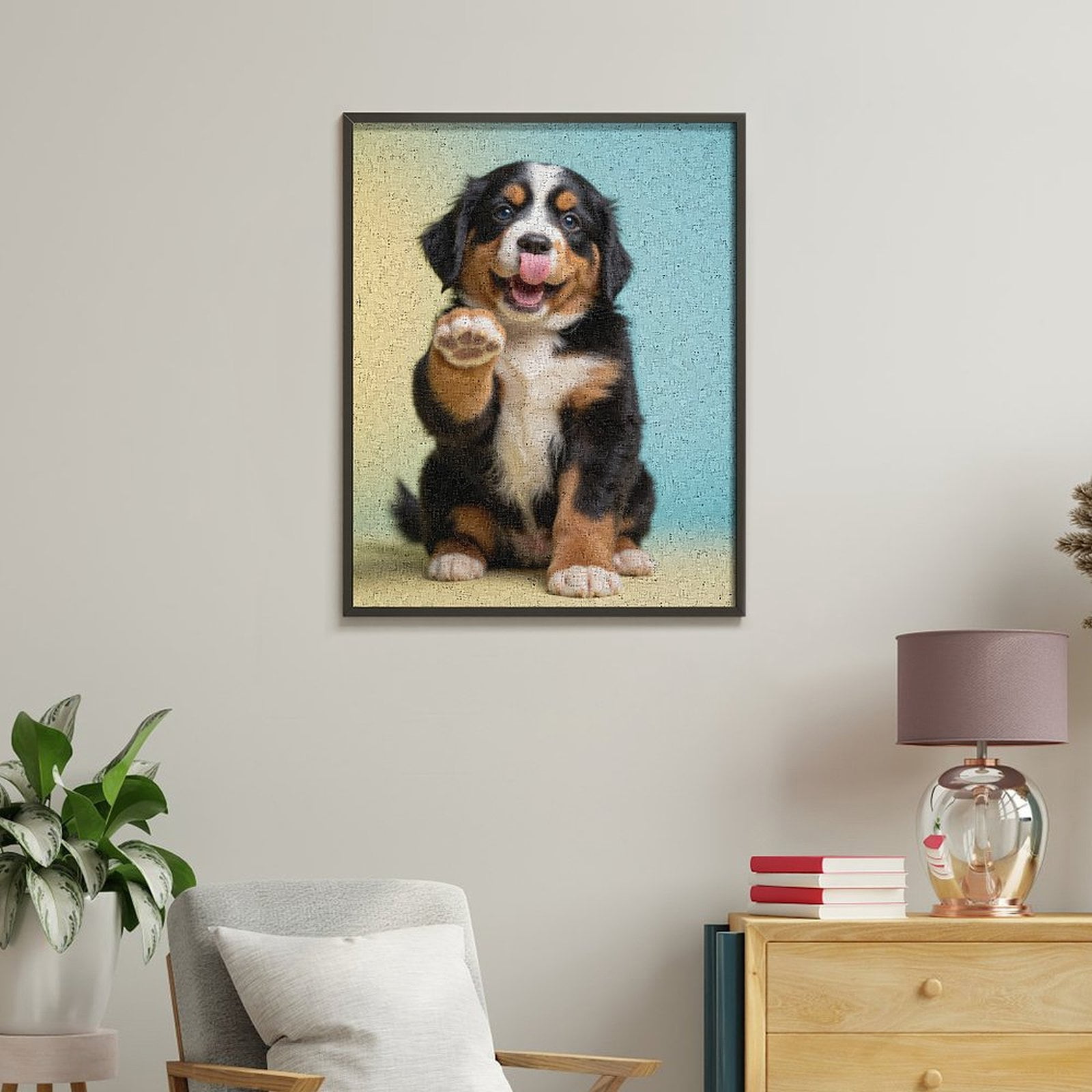 Paint By Numbers Kit for Adults Beginner - DIY Playful Puppy Paw Portrait Canvas Painting Kits for Adults, Frameless Paint By Number for Adults for Home Wall Decor 16x20 Inch
