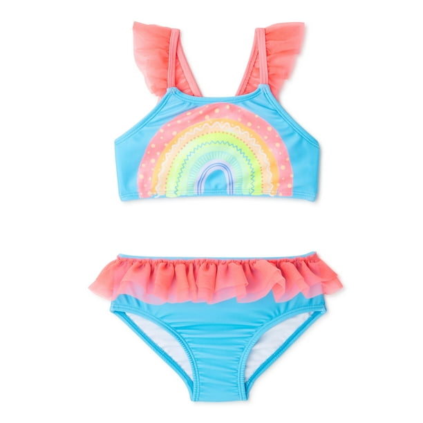 Wonder Nation Wonder Nation Baby and Toddler Girls Rainbow Bikini, 2