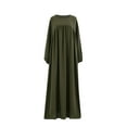 thumbnail image 3 of Jinhomg Womens Plus Size Maxi Dress Casual Loose Long Sleeve Crewneck Dresses Basic Muslim Abaya Ramadan Dress Army Green L, 3 of 7