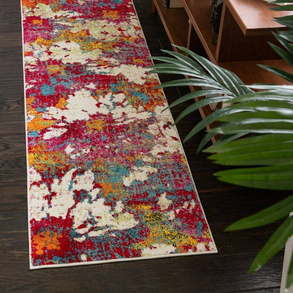 Unique Loom Lyon Collection Area Rug - Amelie (2' 7" x 10' Runner Multi/Blue)