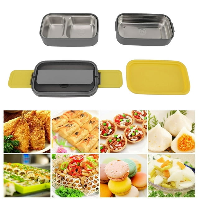 Double Layer Lunch Box, 1400ml Stainless Steel Bento Box Leakproof Lunch Box Divided Food Meal Storage Containers Microwave Safe Food Container Breakfast Box For Office Picnic