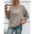 thumbnail image 4 of Cogild Ribbed Knit Pullover Striped Sweaters for Womens Lightweight Shirts for Ladies Long Sleeves Crewneck Design Cozy Oversized Tops, 4 of 7