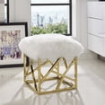 thumbnail image 6 of Modway Intersperse Sheepskin Fur & Stainless Steel Ottoman in Gold and White, 6 of 6