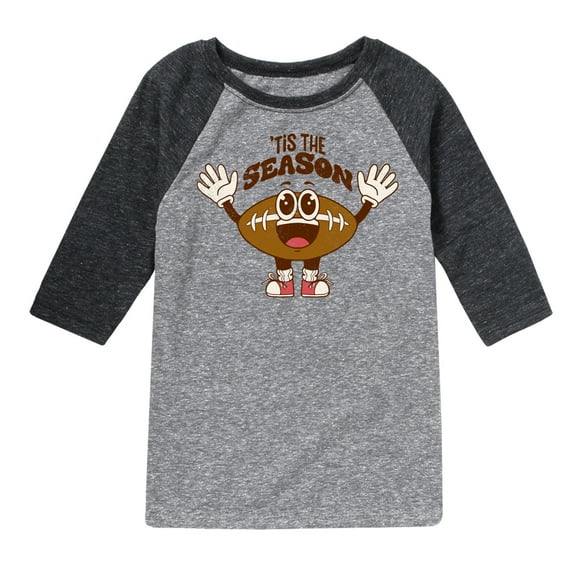 Instant Message - Tis The Season Football - Toddler & Youth Raglan Graphic T-Shirt