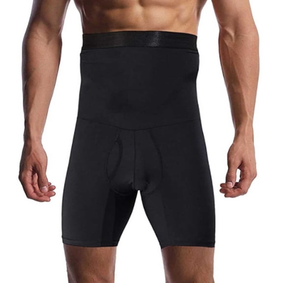 Kalauyu Men's Tummy Control Shapewear Shorts High Waist Slimming Anti-Curling Underwear Body Shaper Seamless Boxer Brief