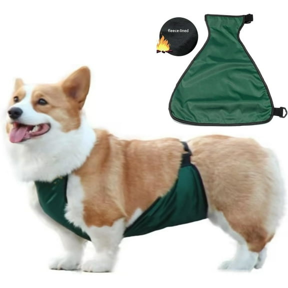 Waterproof Dog Belly Cover Short Legged Female/Male Dog Chest Protector Warm Dog Vest,L-female,Green