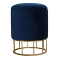 thumbnail image 2 of Cortesi Home Celestyn Round Storage Ottoman, Navy Blue Velvet, Gold Base, 2 of 10