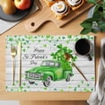 thumbnail image 2 of St. Patrick's Day Placemats Set&nbsp;of 1 Watercolor Green Truck Lucky Shamrocks Plant Hat Wood Grain Heat Insulation Washable Place Mats, Non-Slip Table Mats for Dining Table Kitchen,13x19 Inch, 2 of 9