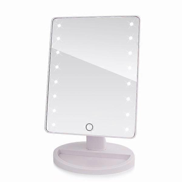 Portable Rotatable LED Makeup Mirror, Battery & USB Powered - White