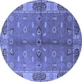 thumbnail image 1 of Ahgly Company Machine Washable Indoor Round Oriental Blue Traditional Area Rugs, 4' Round, 1 of 4