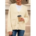 thumbnail image 2 of Suéter Cardigan PRETTYGARDEN Mujer 2025 Tejido Grueso Beige, 2 of 8