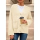 thumbnail image 2 of Suéter Cardigan PRETTYGARDEN Mujer 2025 Tejido Grueso Beige, 2 of 8