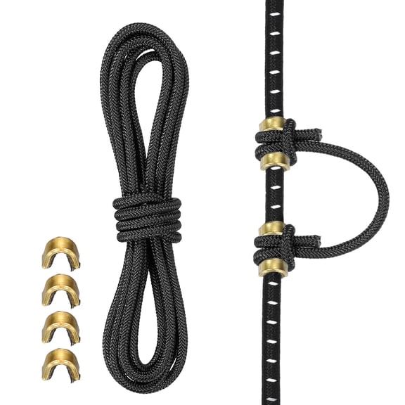 Uxcell Archery D Loop Rope, Bow String D Loop Rope with Brass Nock Points 3 ft & Black -Fitting for (Compound Bow Strings)