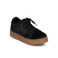 thumbnail image 1 of New Women Qupid Rematch-03A Crushed Velvet Lace Up Flatform Creeper Sneaker, 1 of 5