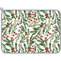 SM-XLHN SM-XLHN Christmas Dish Drying Mat Xmas Holly Berry Absorbent Dish Drainer Protector Pad for Winter Kitchen Countertop Tableware Decor, 18 x 24 Inch, Red, Green, AD4336