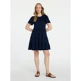 thumbnail image 2 of Time and Tru Women's and Women’s Plus Cotton Swing Dress with Short Sleeves, Sizes XS-4X, 2 of 6
