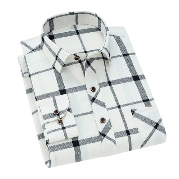 LIaqionyy Men's Plaid Button down Shirt Classic Dress Long Sleeve Regular Business Casual Tops with Pocket