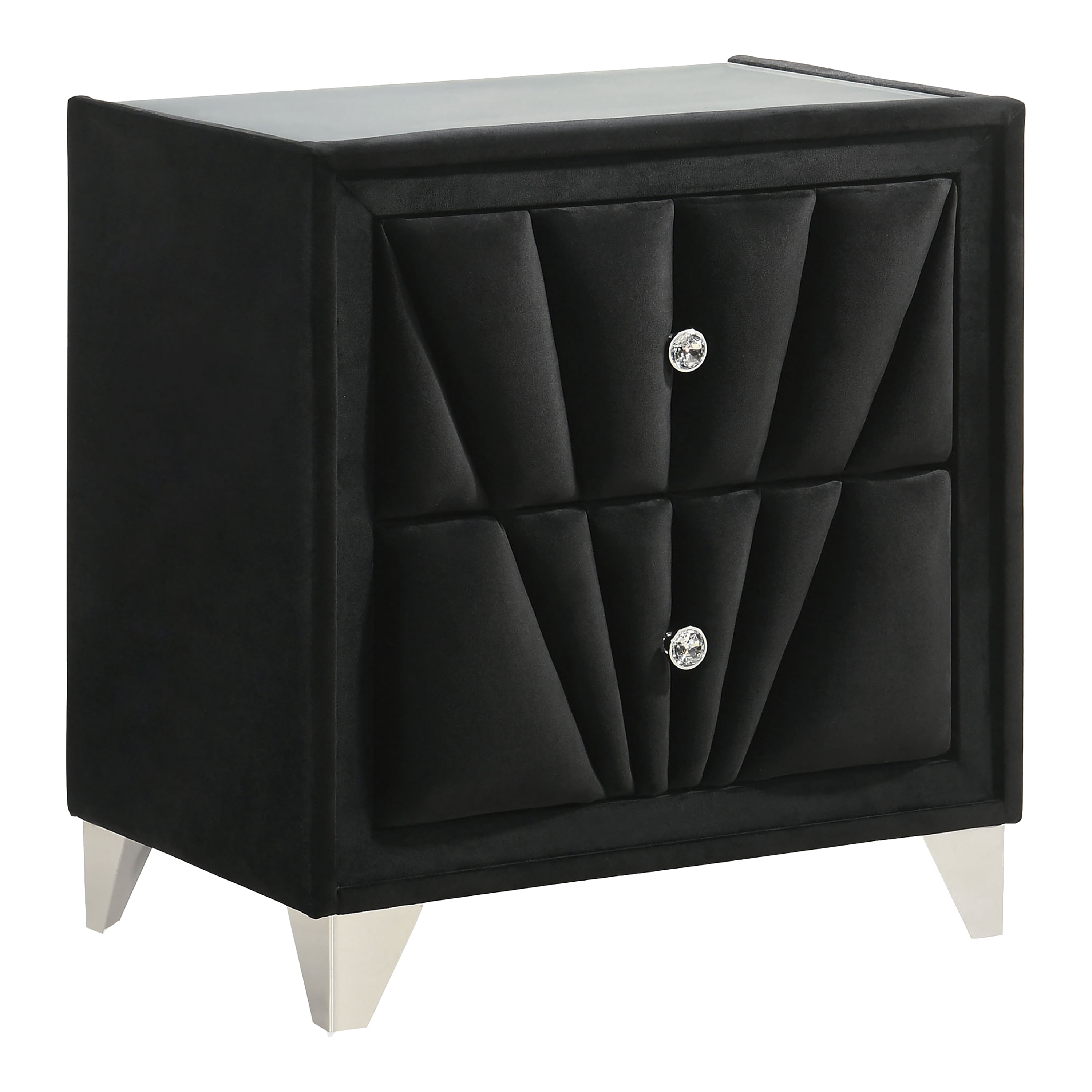 Furniture of America Noir 2-Drawer Fabric Upholstered Black Nightstand