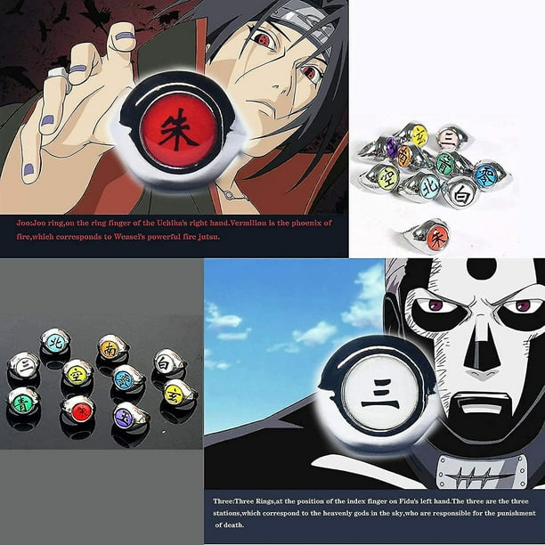 11 Uds. Conjunto de anillos Akatsuki Anime Naruto Cosplay Prop Ninja Uchiha Itachi collar hombres joyeria ER Walmart en linea