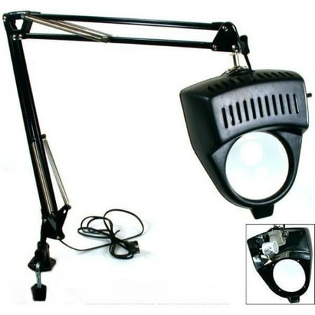 Clamp on Swing Arm Lighted Magnifying Lamp Hobby Work Desk Table Lamp