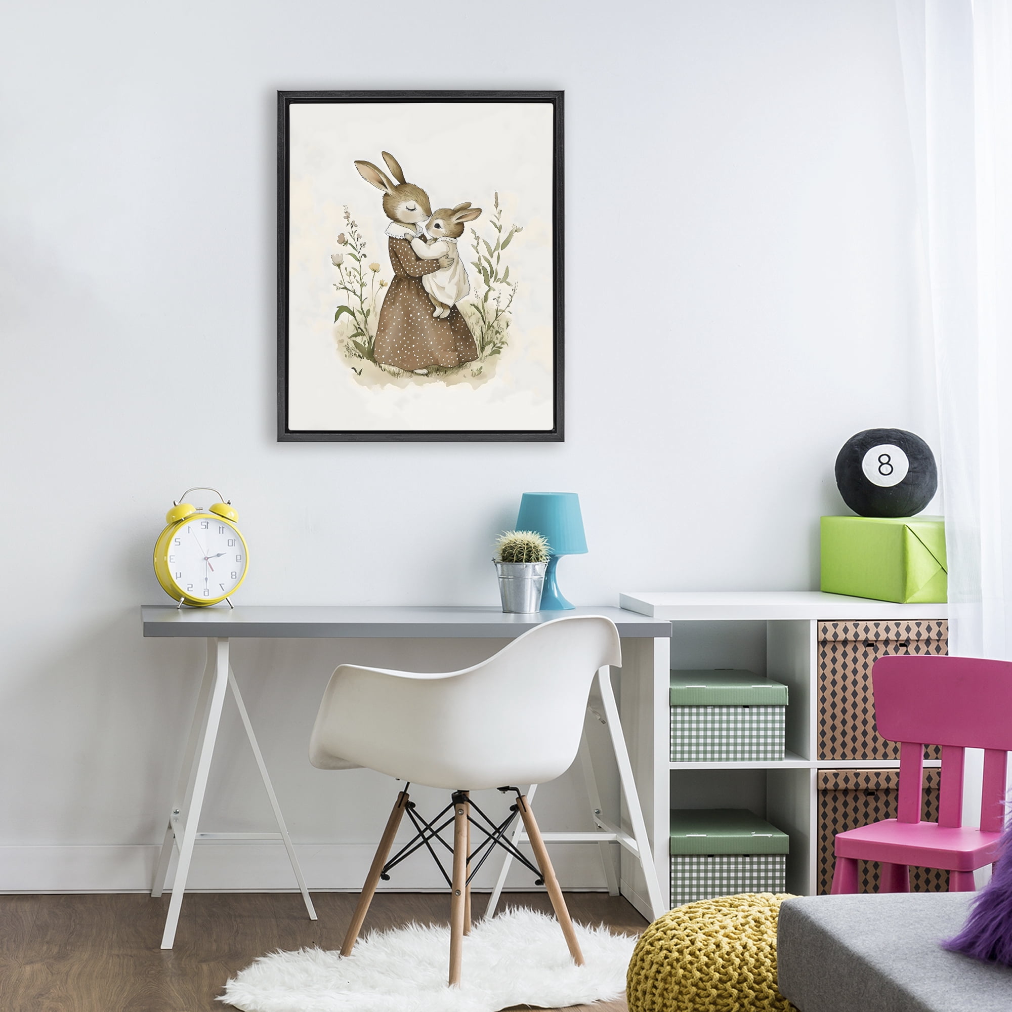 Stupell Industries A Mother's Love Rabbits Black Framed Floater Canvas Wall Art, design by Arlington Prints