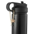 thumbnail image 4 of Thyme & Table 26 fl oz Water Bottle with Straw Lid, Black with Butterfly Gold Charm, 4 of 15