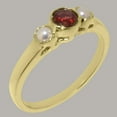 thumbnail image 2 of LBG British Made 18k Yellow Gold ring with Natural Garnet & Cultured Pearl Womens Engagement Ring - 33 size options - Size 11, 2 of 7