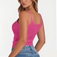 thumbnail image 4 of CIENVNSTG Solid Ribbed Knit Basic Tank Top Shirts for Women Slim Fitting Scoop Neck Sleeveless Design for Summer Everyday Wear And Daily Matching Hot Pink S, 4 of 4